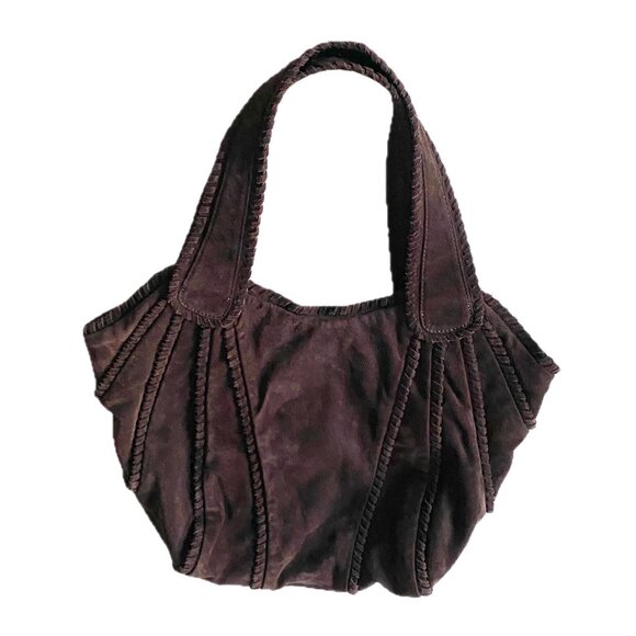 Kooba Handbags - Vintage Kooba Hobo Suede Bag Dark Brown Suede Wide Shoulder Straps EUC